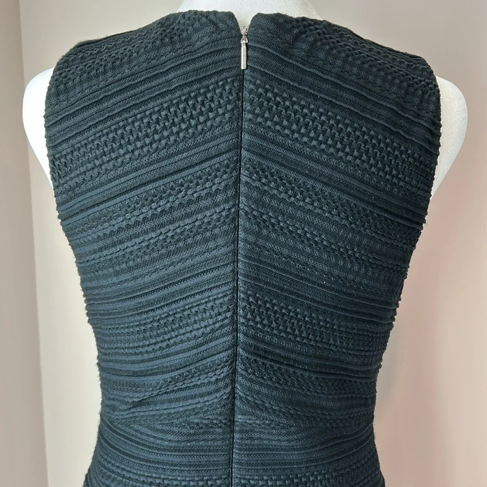 Rebecca Taylor Black V-Neck Texture Knit Fit & Flare Stretch Dress Size 4 - Picture 5 of 10